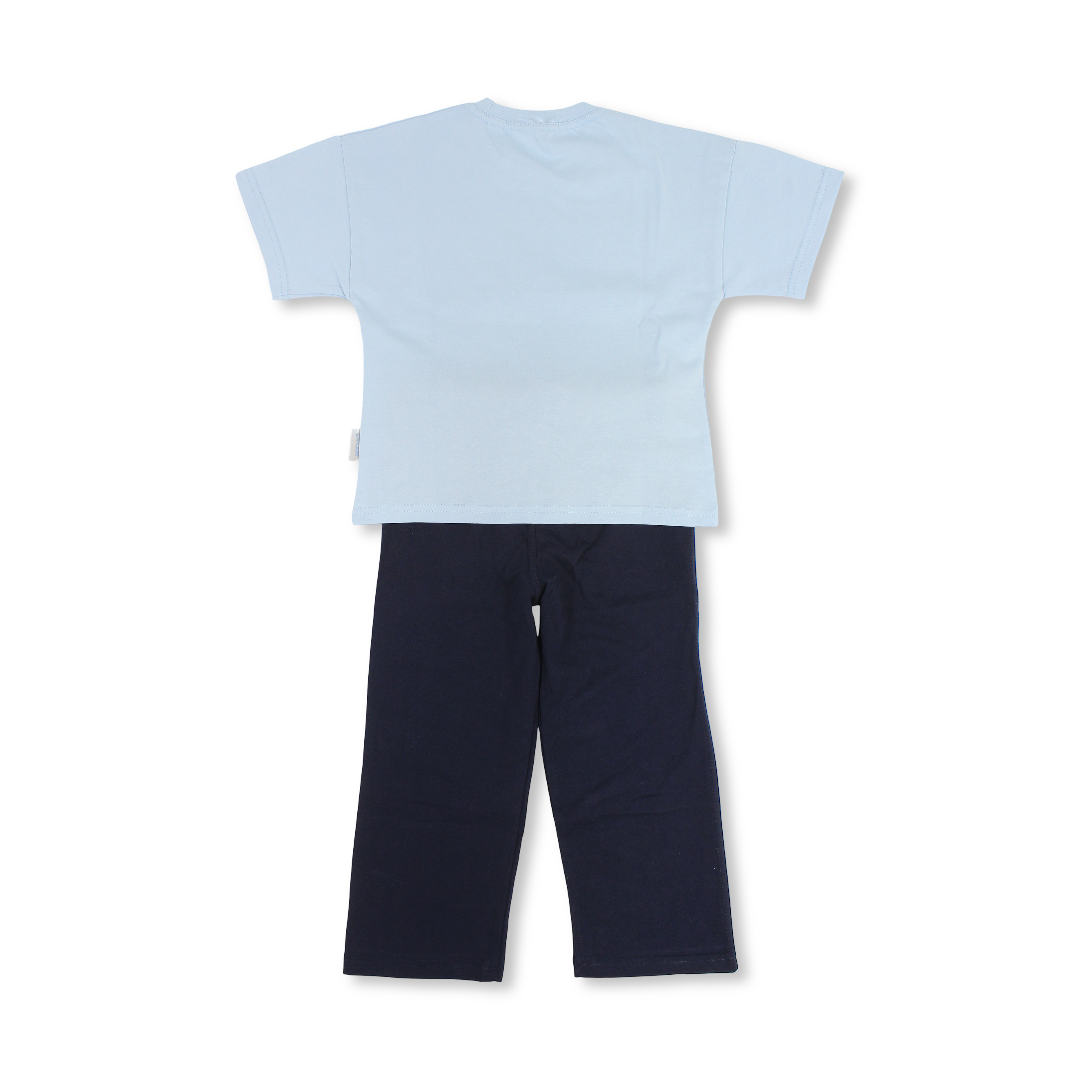 Boys Cotton Pajama – Baby Blue with Spider-Man Print