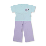 Girls Cotton Short-Sleeved Pajama – Aqua with Snoopy Print
