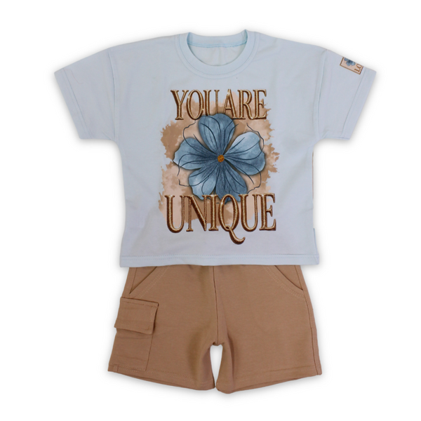 Girls Cotton Pajama – "You are Unique" Print