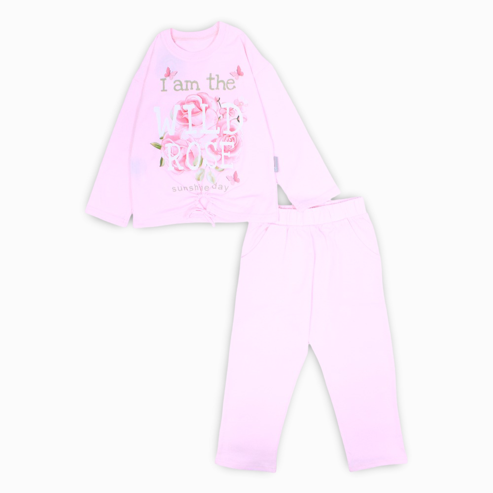 Girls Cotton Pajama Set - Wild Rose Print