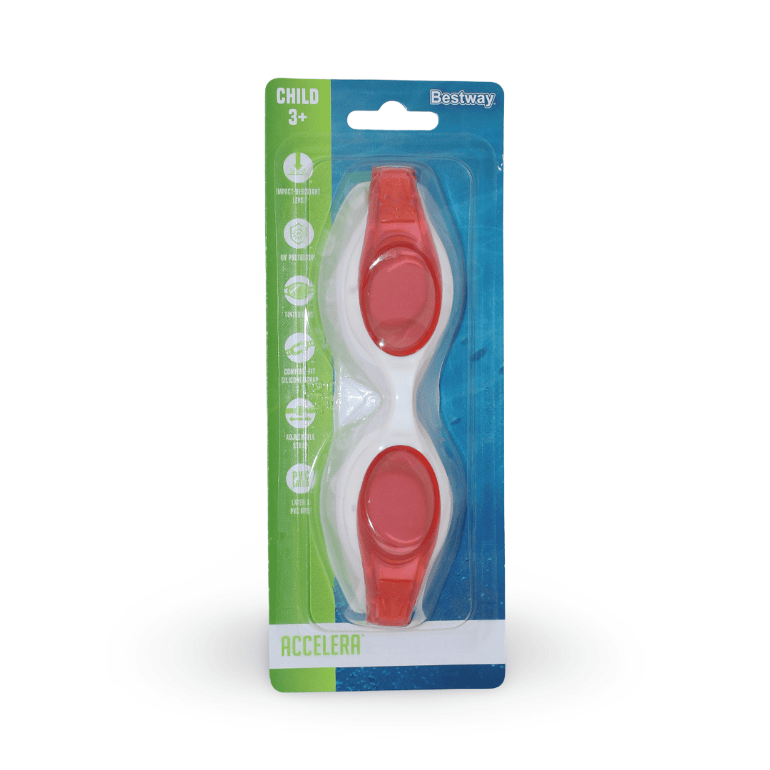 Bestway Accelera Children's Swimming Goggles Child 3+ – Red