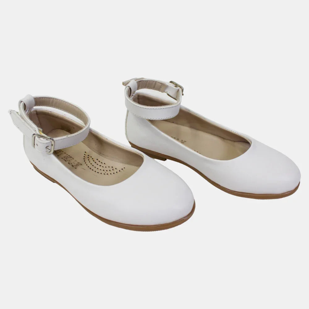 Girls White Leather Shoes - Clothing - Easy