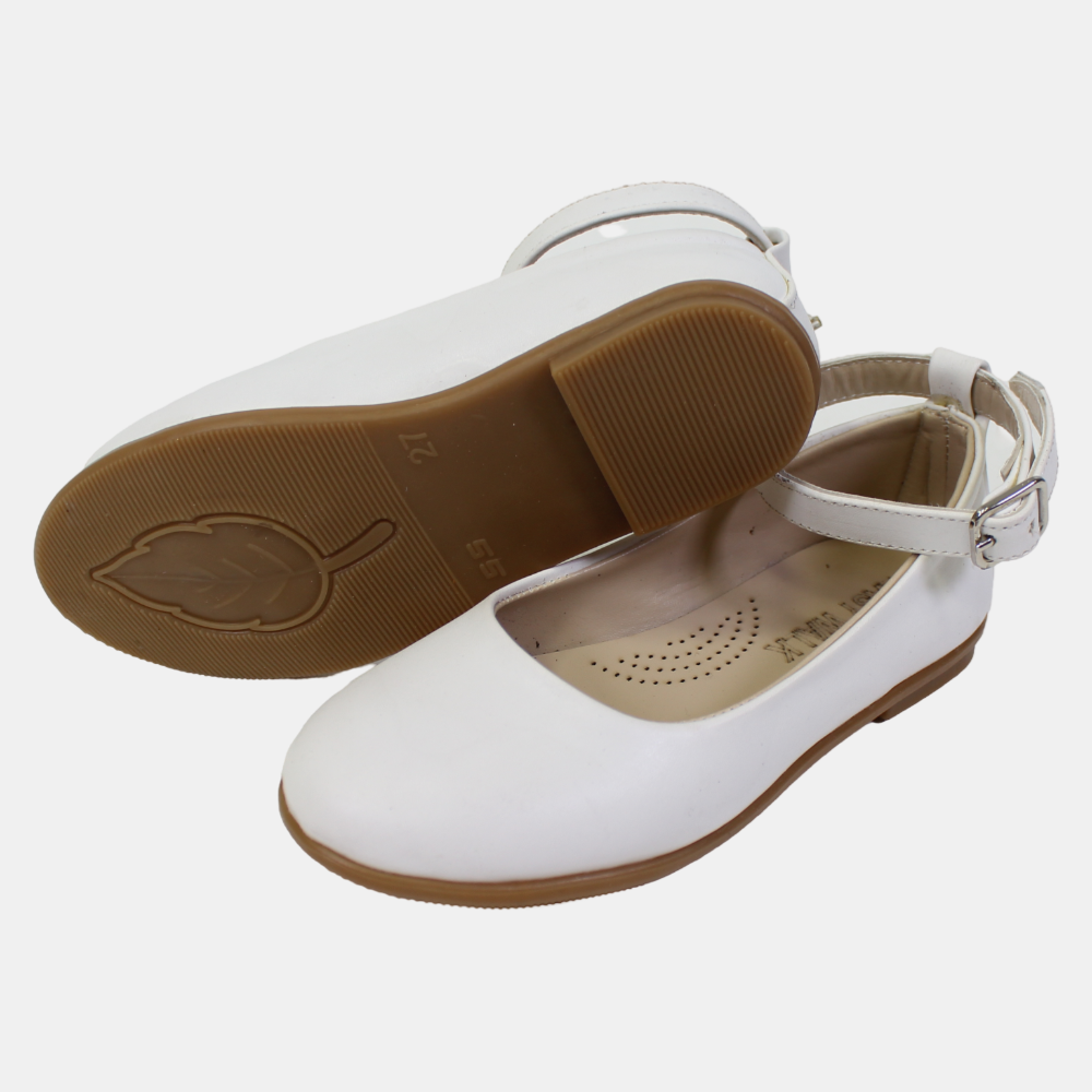 Girls White Leather Shoes