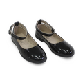 Girls Leather Ballerina – Matte Black