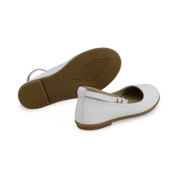 Girls Leather Ballerina – White