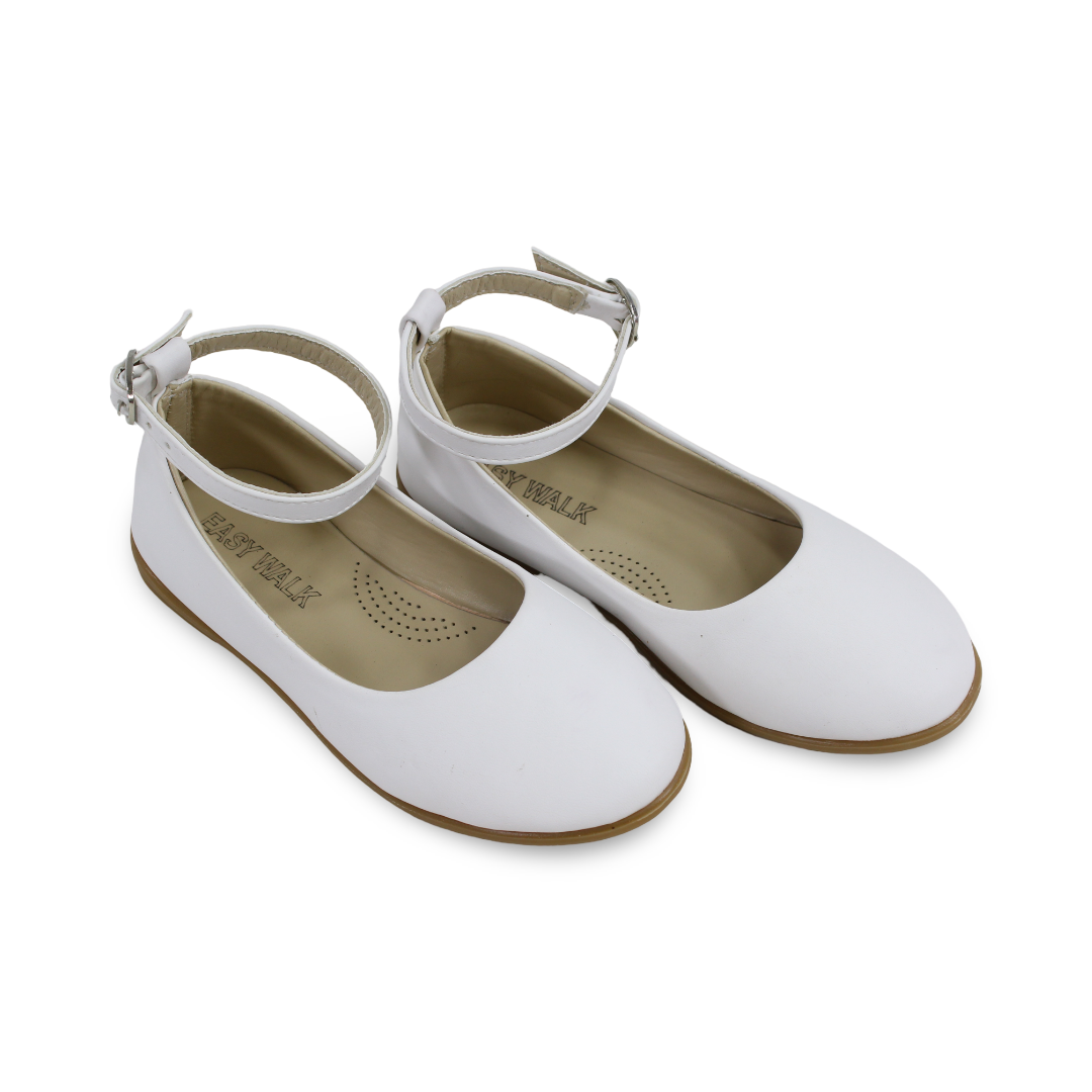 Baby Girls Leather Ballerina – White
