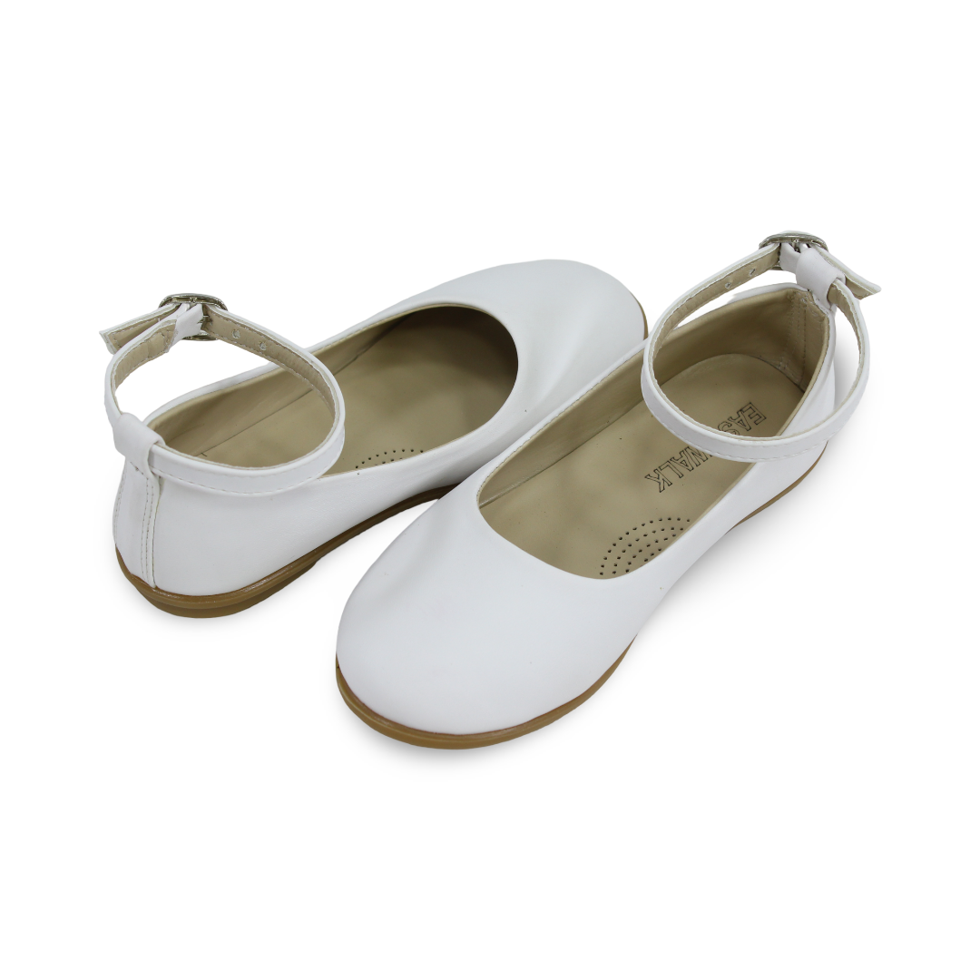 Baby Girls Leather Ballerina – White