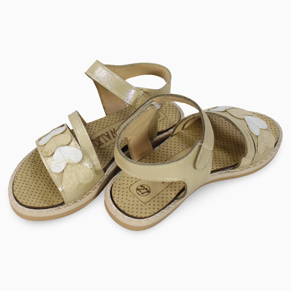 Baby Girls Leather Sandals – Hearts Detail