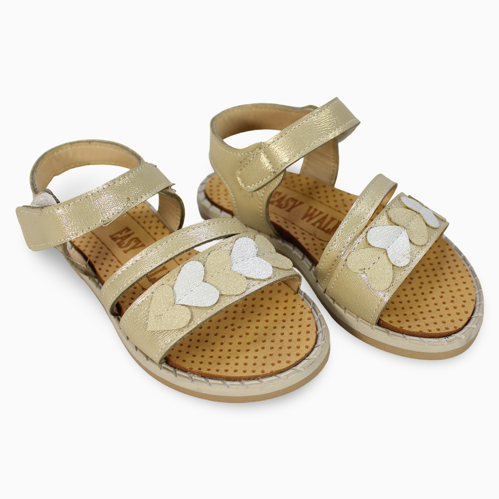 Baby Girls Leather Sandals – Hearts Detail