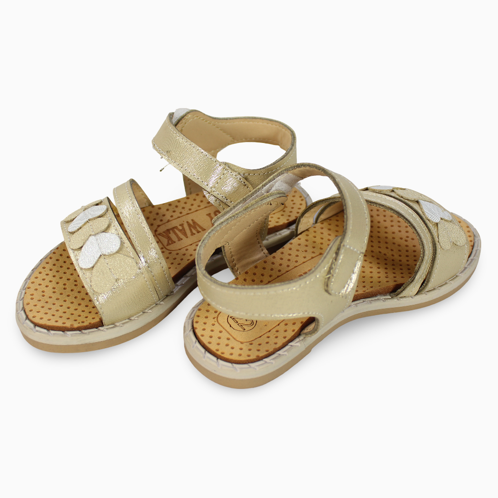 Baby Girls Leather Sandals – Hearts Detail