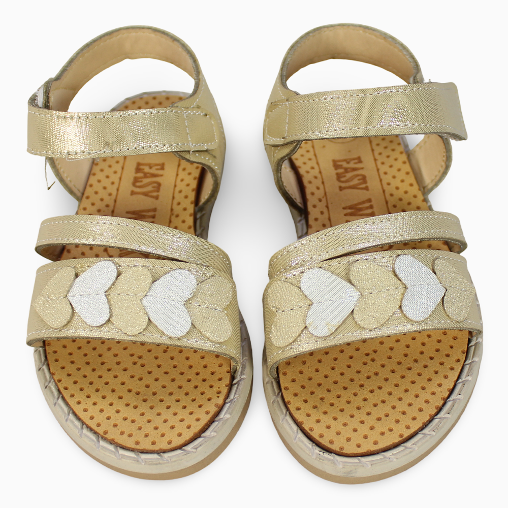 Girls Leather Sandals – Hearts Detail