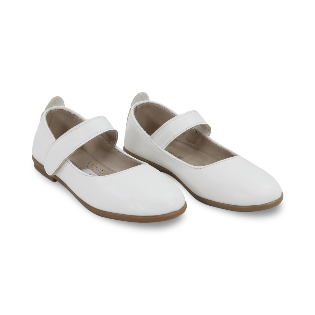 Girls Leather Ballerina – Matte White - Clothing - Easy