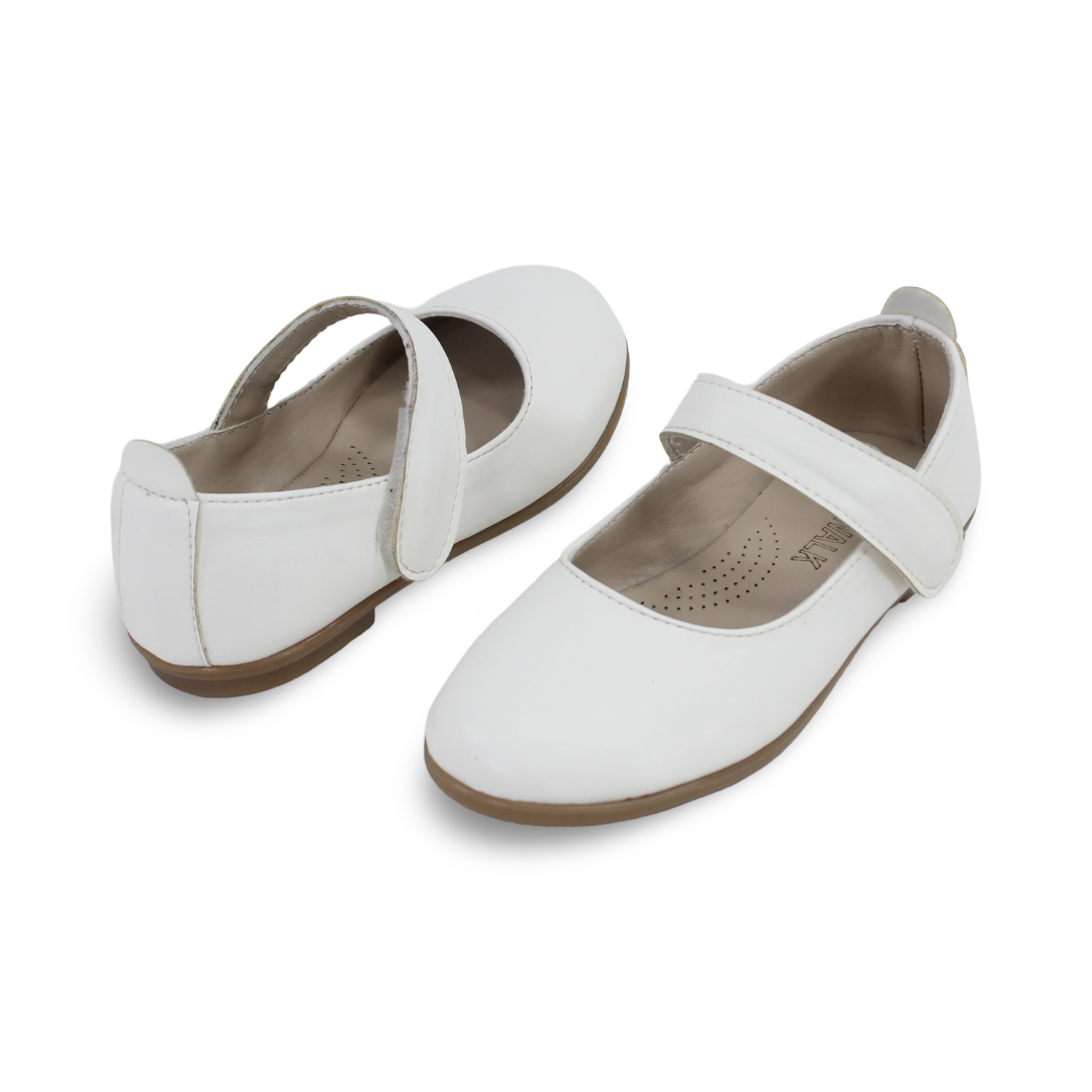 Girls Leather Ballerina – Matte White