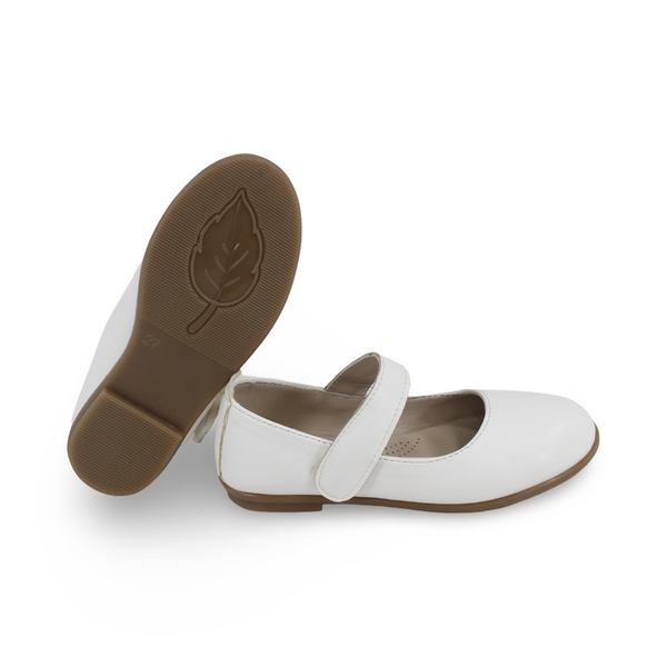 Girls Leather Ballerina – Matte White