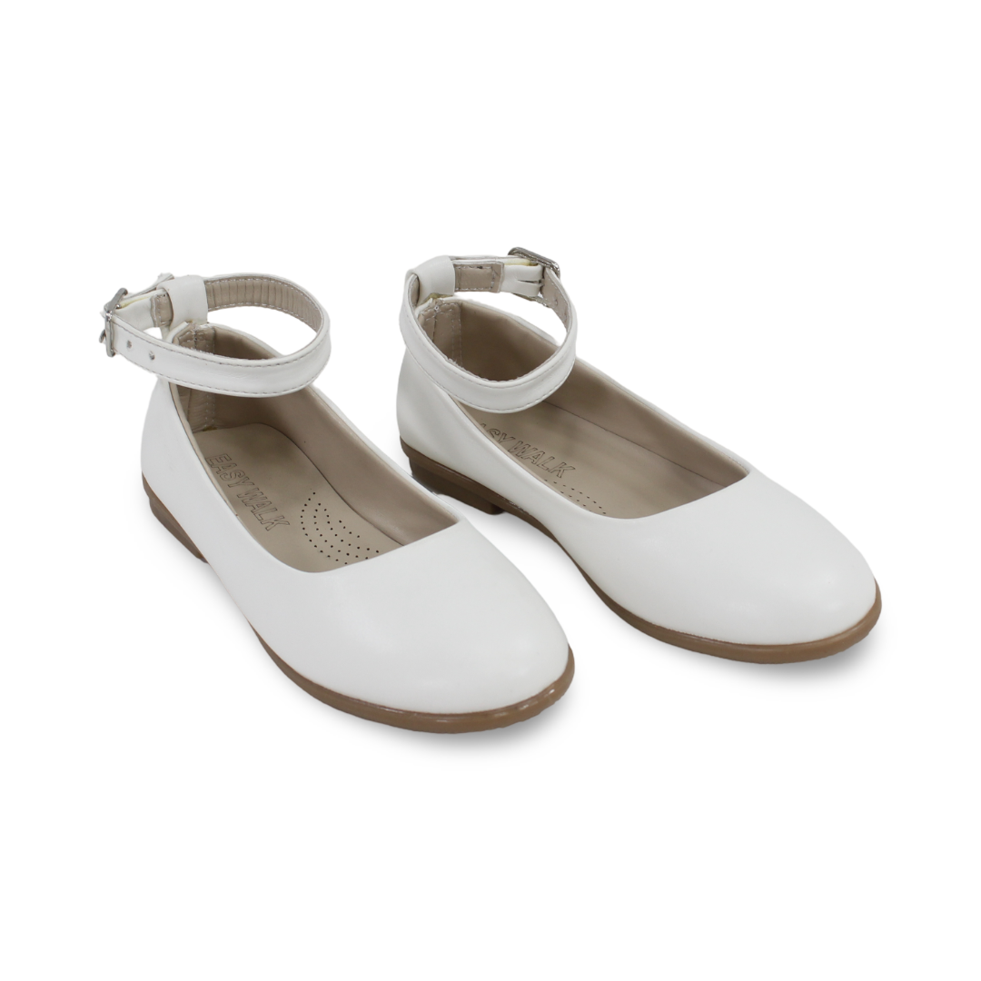 Girls Leather Ballerina – Matte White - Clothing - Easy