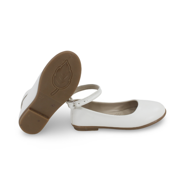 Girls Leather Ballerina – Matte White