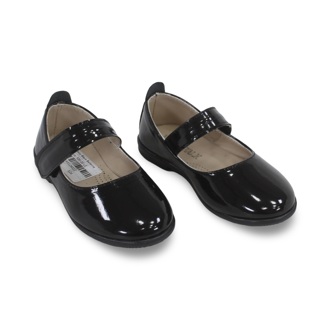 Baby Girls Leather Ballerina – Shiny Black