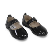Baby Girls Leather Ballerina – Shiny Black