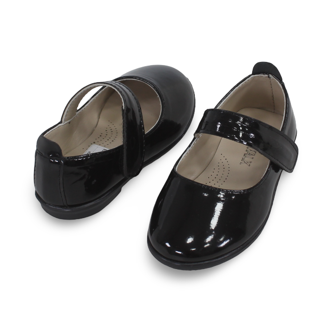 Baby Girls Leather Ballerina – Shiny Black
