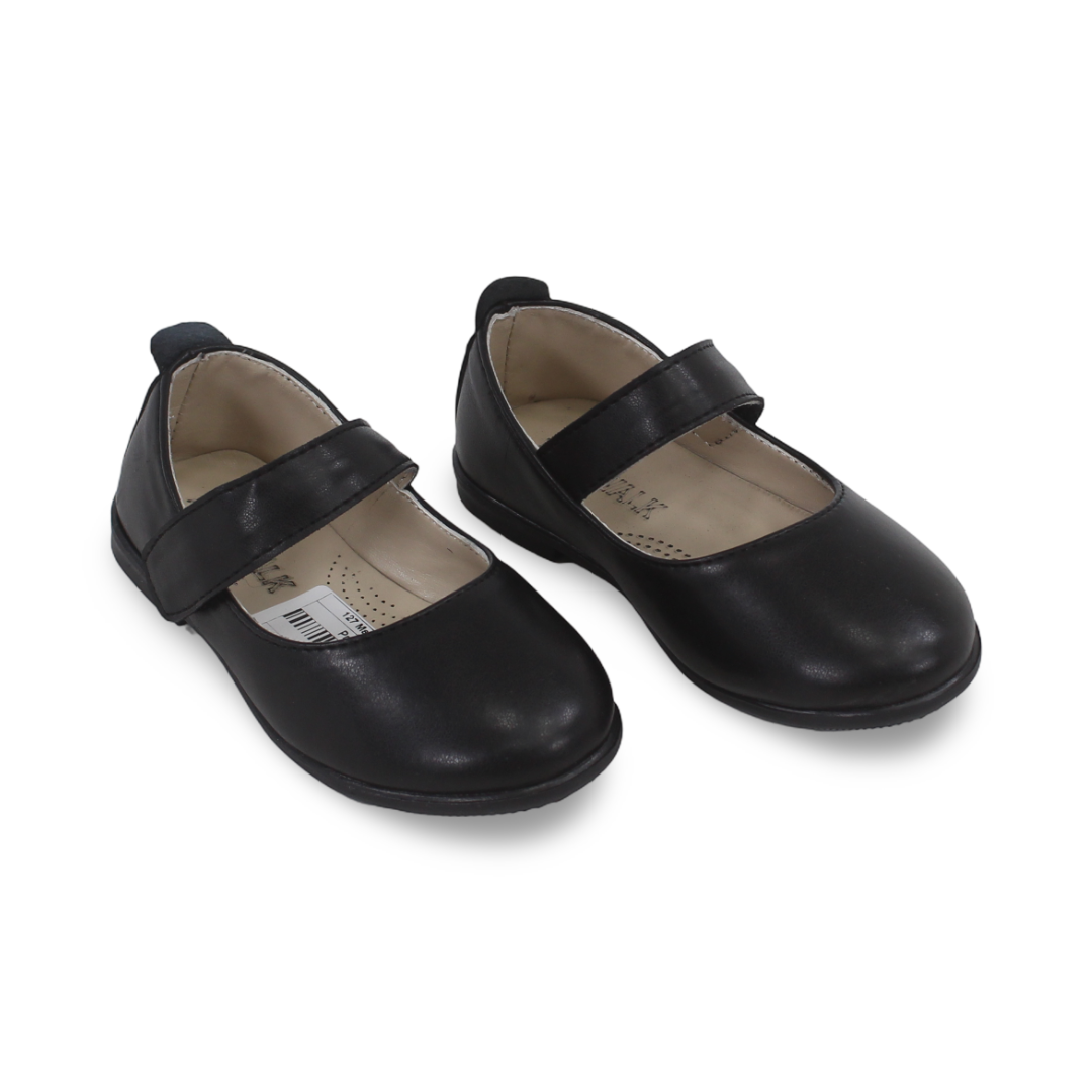 Baby Girls Leather Ballerina – Matte Black
