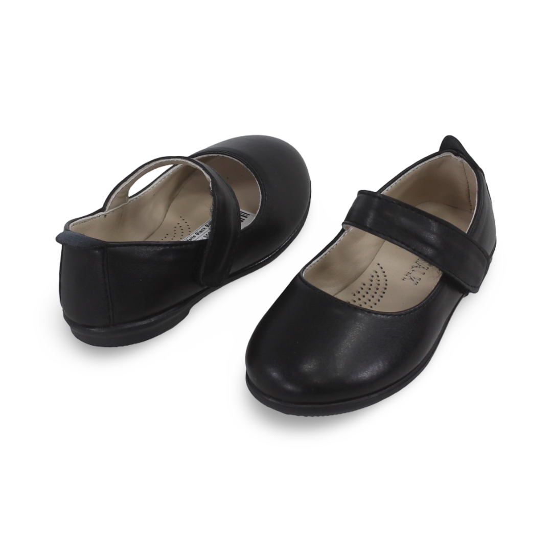 Baby Girls Leather Ballerina – Matte Black