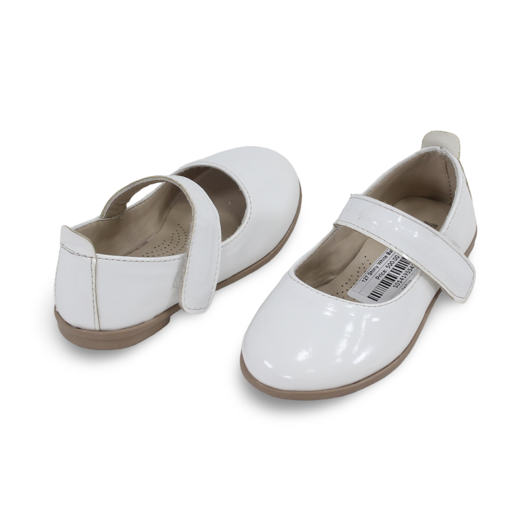 Baby Girls Leather Ballerina – Shiny White