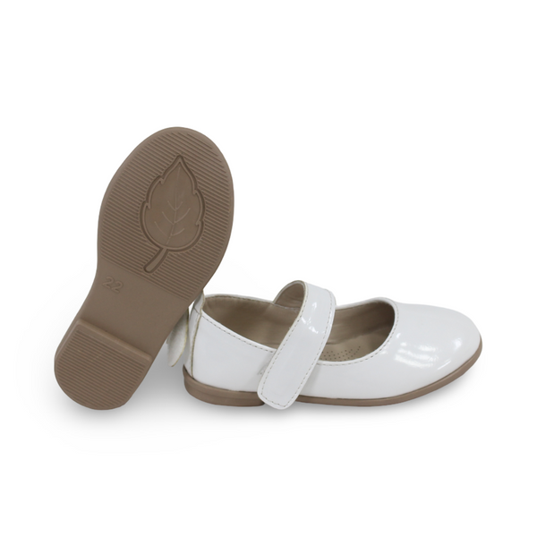 Baby Girls Leather Ballerina – Shiny White