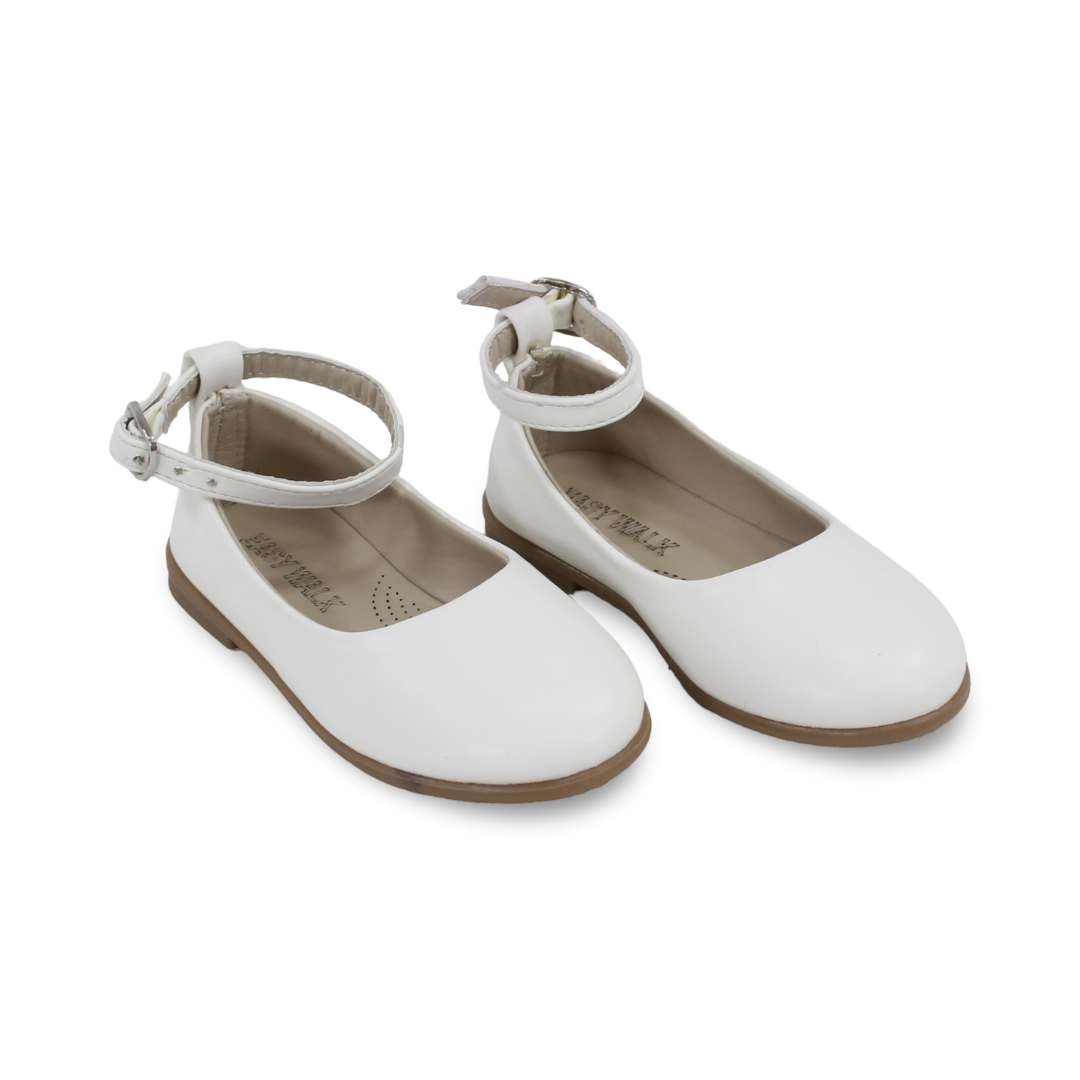 Baby Girls Leather Ballerina – Matte White