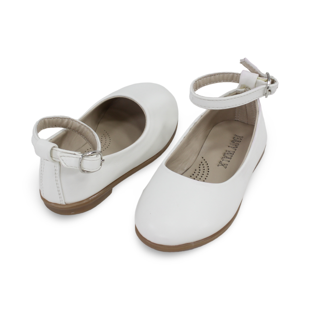 Baby Girls Leather Ballerina – Matte White