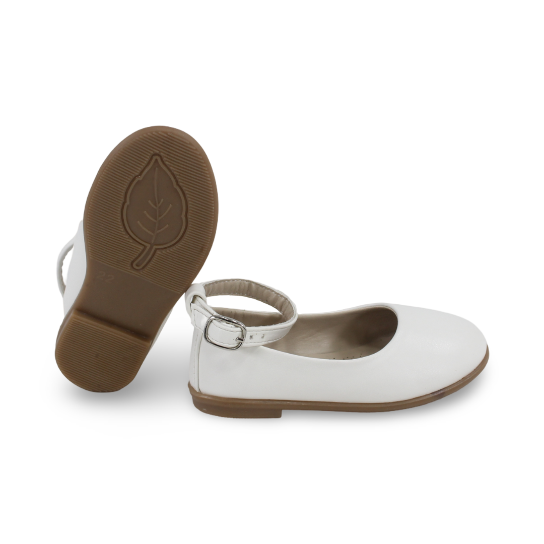 Baby Girls Leather Ballerina – Matte White