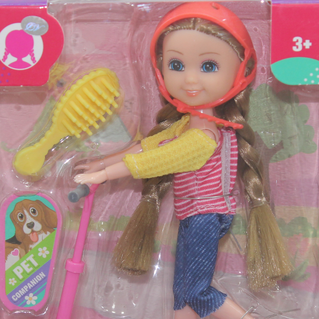 Nini Love Sports Doll with Scooter and Hairbrush Playset