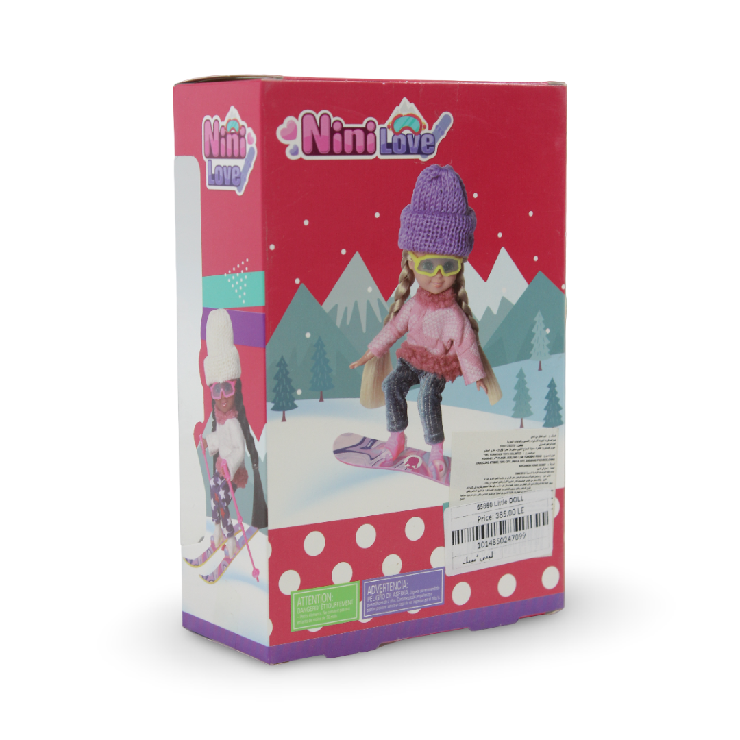 Nini Love Winter Sports Doll with Skis and Poles Set