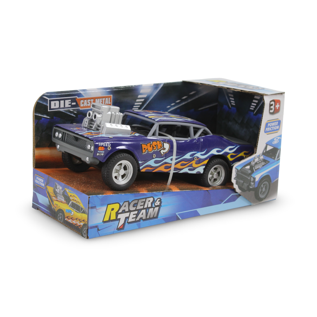 Racer & Team Die-Cast Metal Muscle Car Toy – Blue