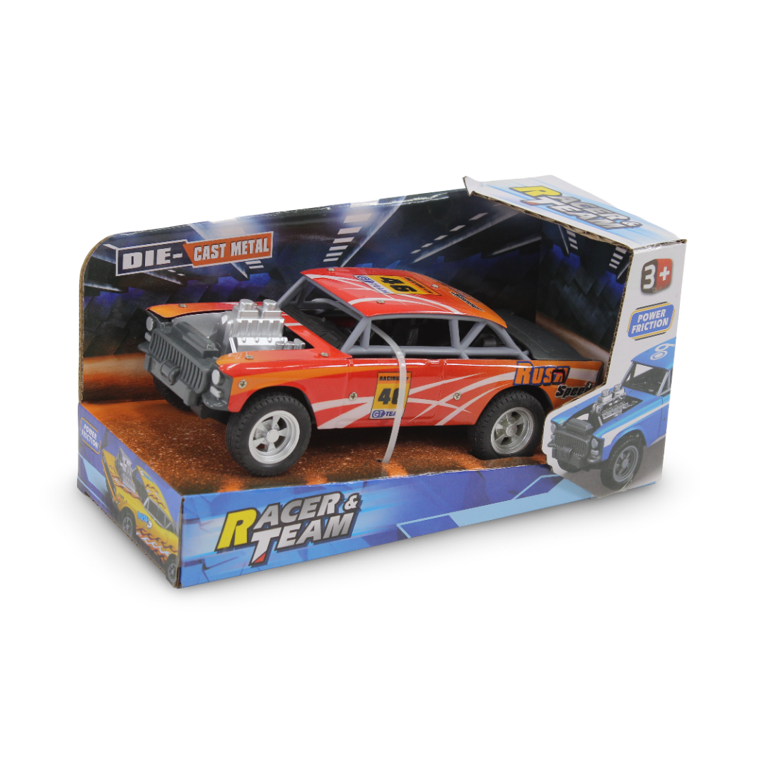 Racer & Team Die-Cast Metal Muscle Car Toy – Orange