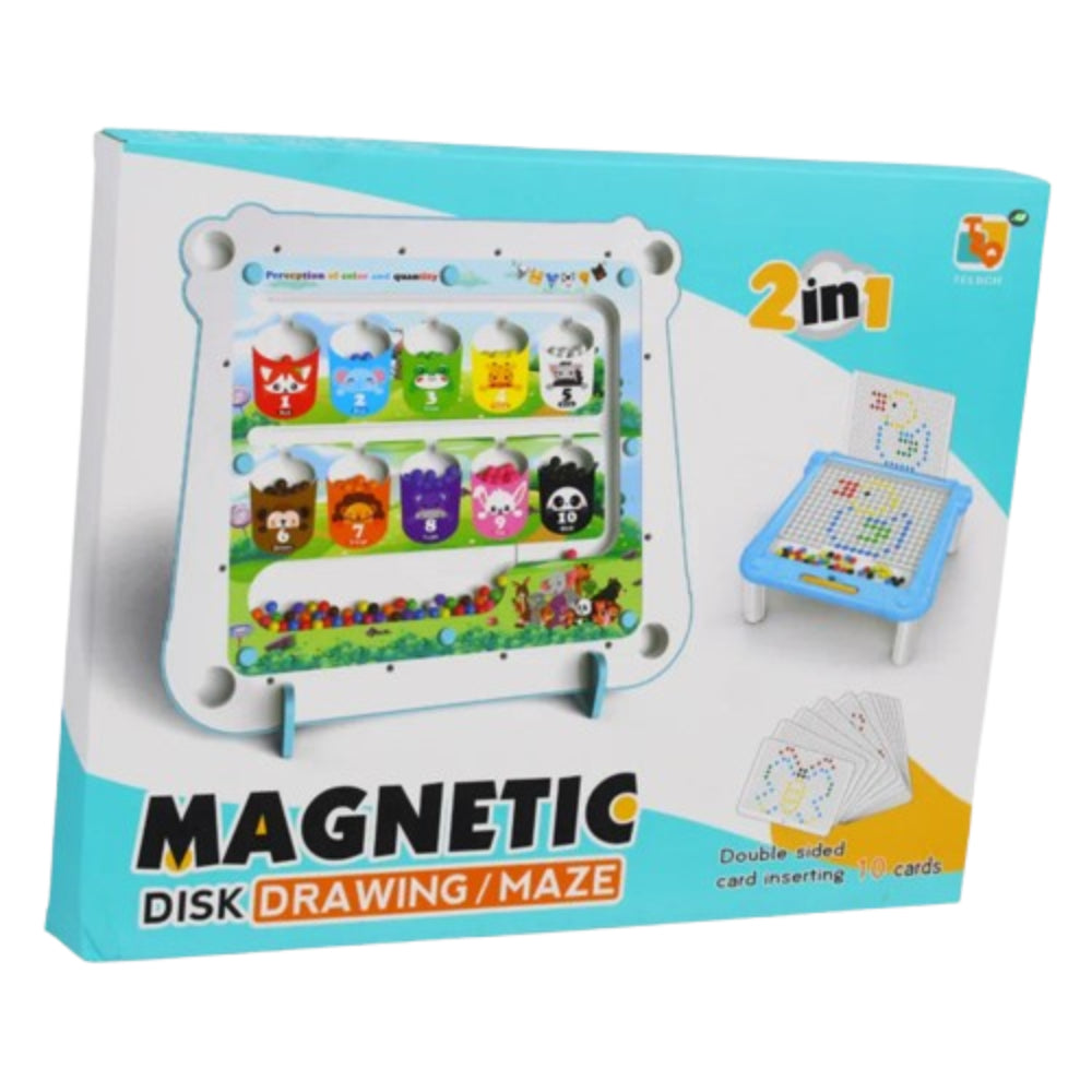 2-in-1 Educational Board – Magnetic Disk Drawing & Maze
