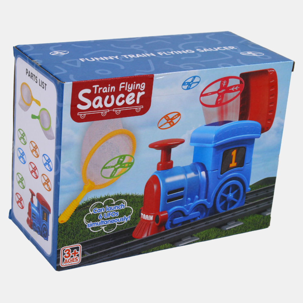 Train Flying Saucer – Fun Fly & Catch Game for Kids & Adults (Blue)