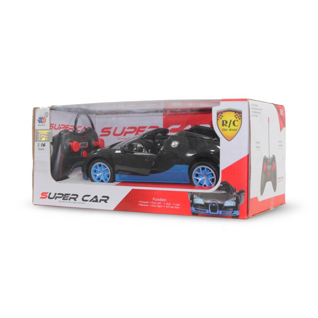 Super Car 1:16 Scale RC Car Toy – Black and Blue