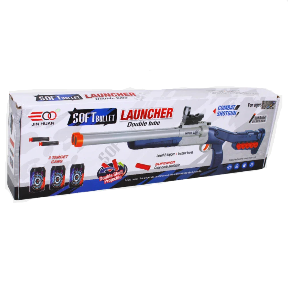 Double Tube Soft Bullet Launcher (Aqua) - Toys - Jin Huan