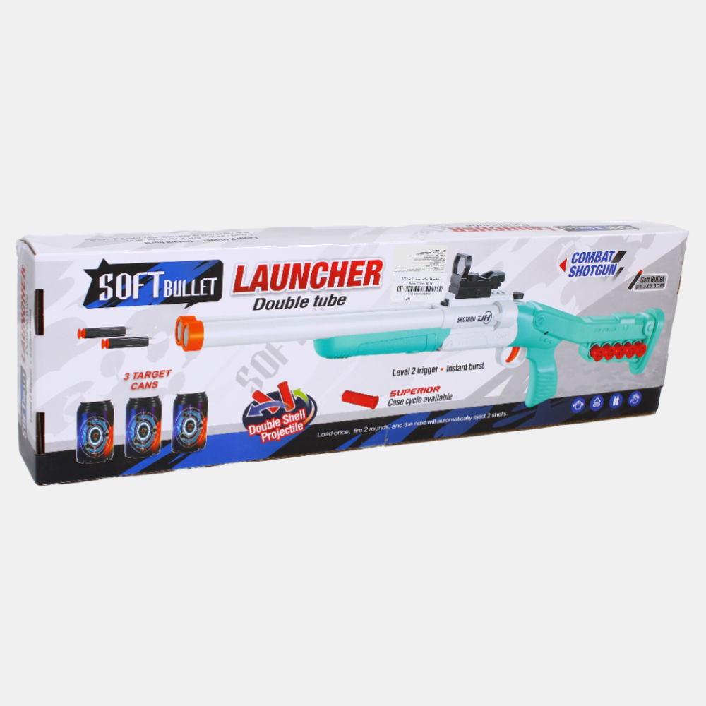 Double Tube Soft Bullet Launcher (Aqua)