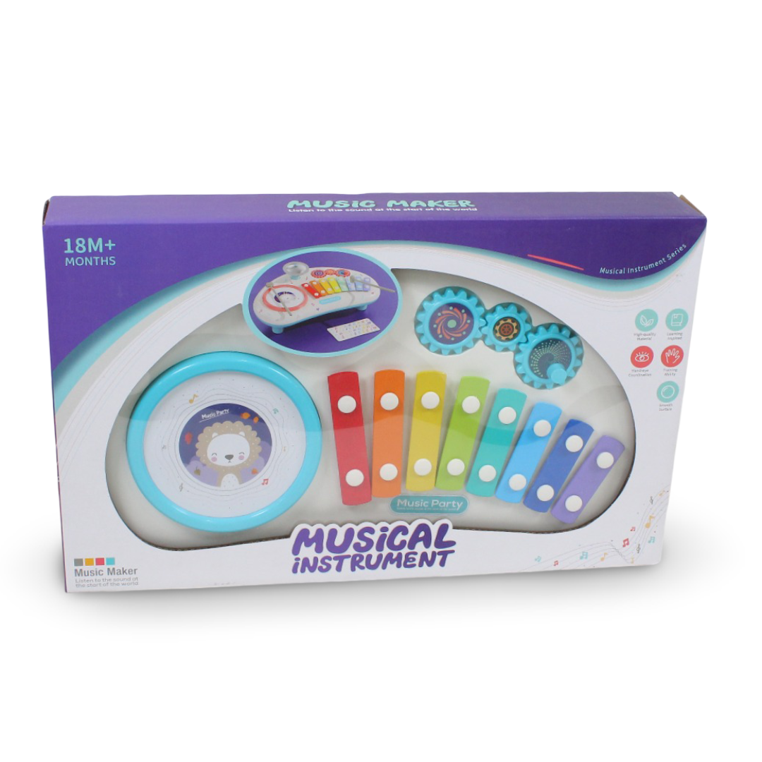 Music Maker Xylophone & Drum Toy Set – Baby Blue - Toys - Egypt