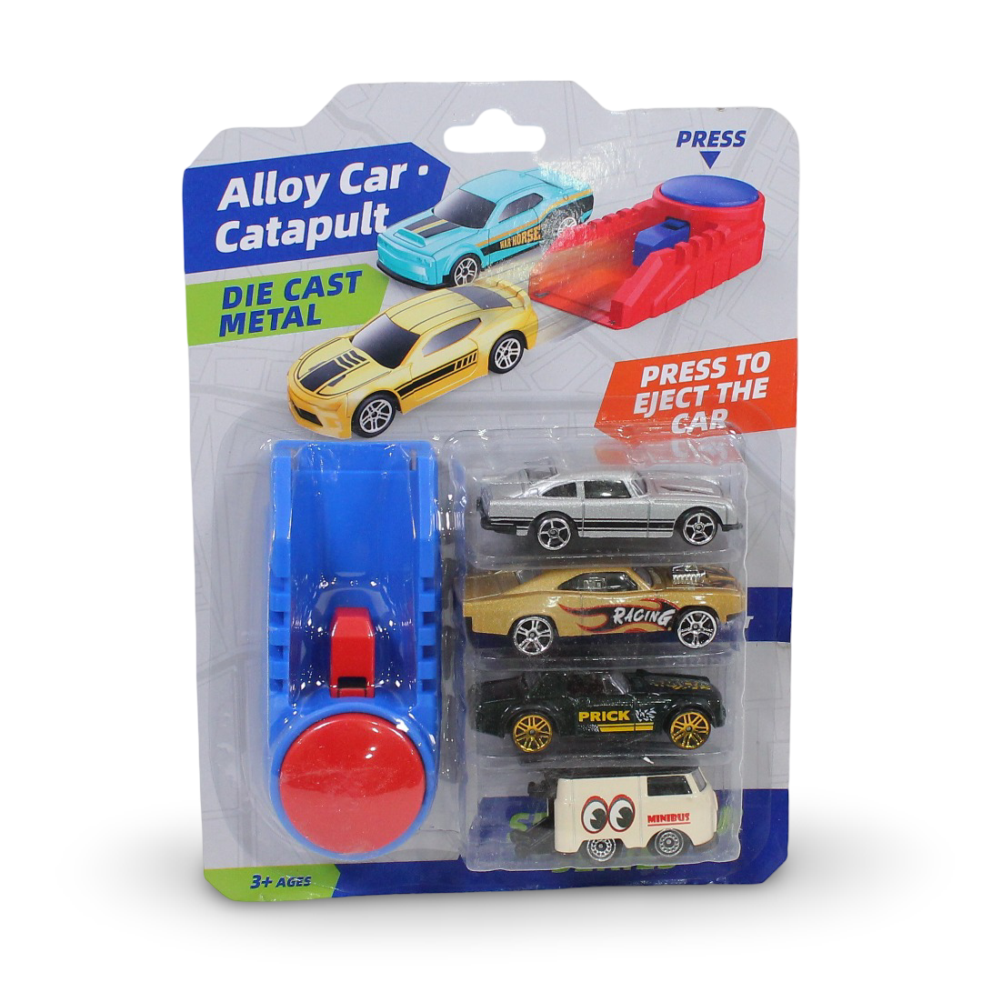 Alloy Car Catapult Toy Set Die-Cast Metal Car – Blue - Toys - Egypt