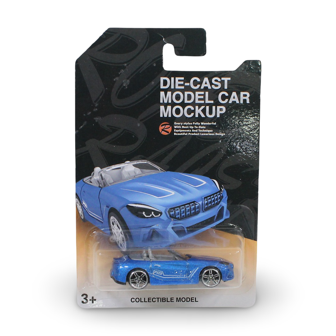 Die-Cast Model Car Mockup – Blue