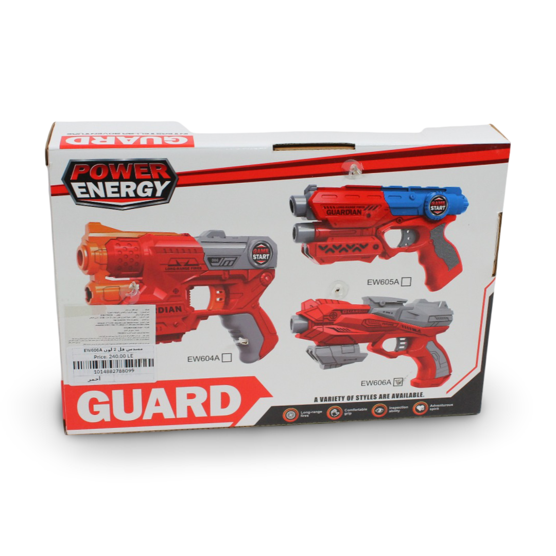 "Power Energy" Guardian Soft Foam Dart Blaster Toy Set – Red