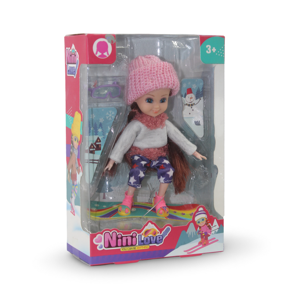 Nini Love Winter Ski Doll with Snowboard Accessories