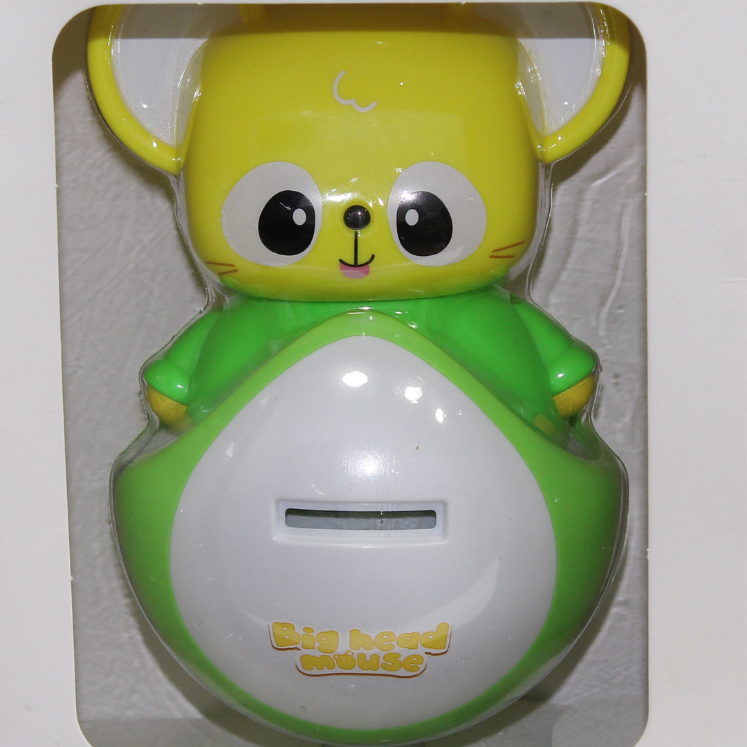 Happy Dance Saving Box (Big Head Mouse Coin Toy) – Green & Yellow
