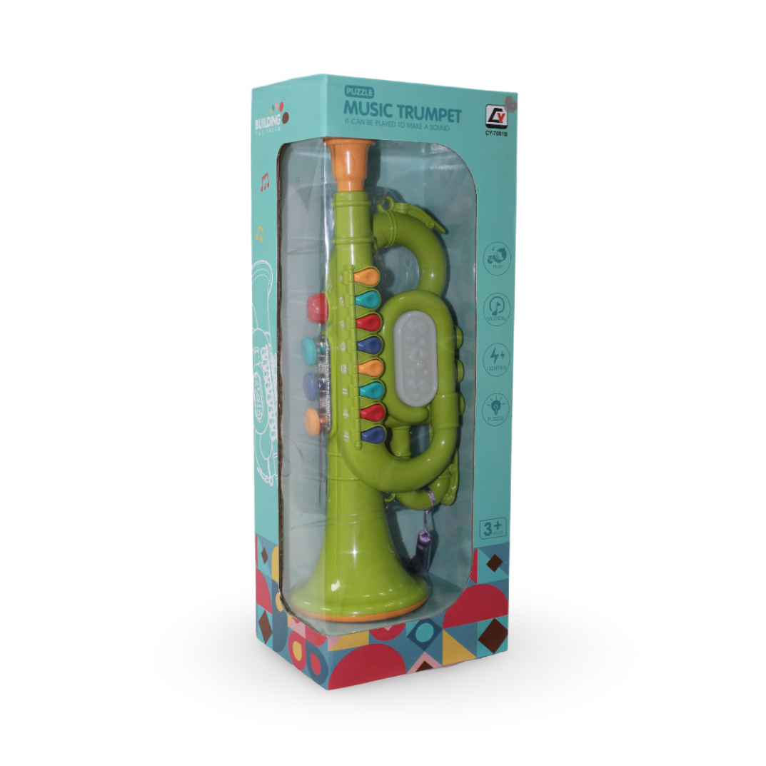 Musical Trumpet Toy with (Lights & Sound) – Green