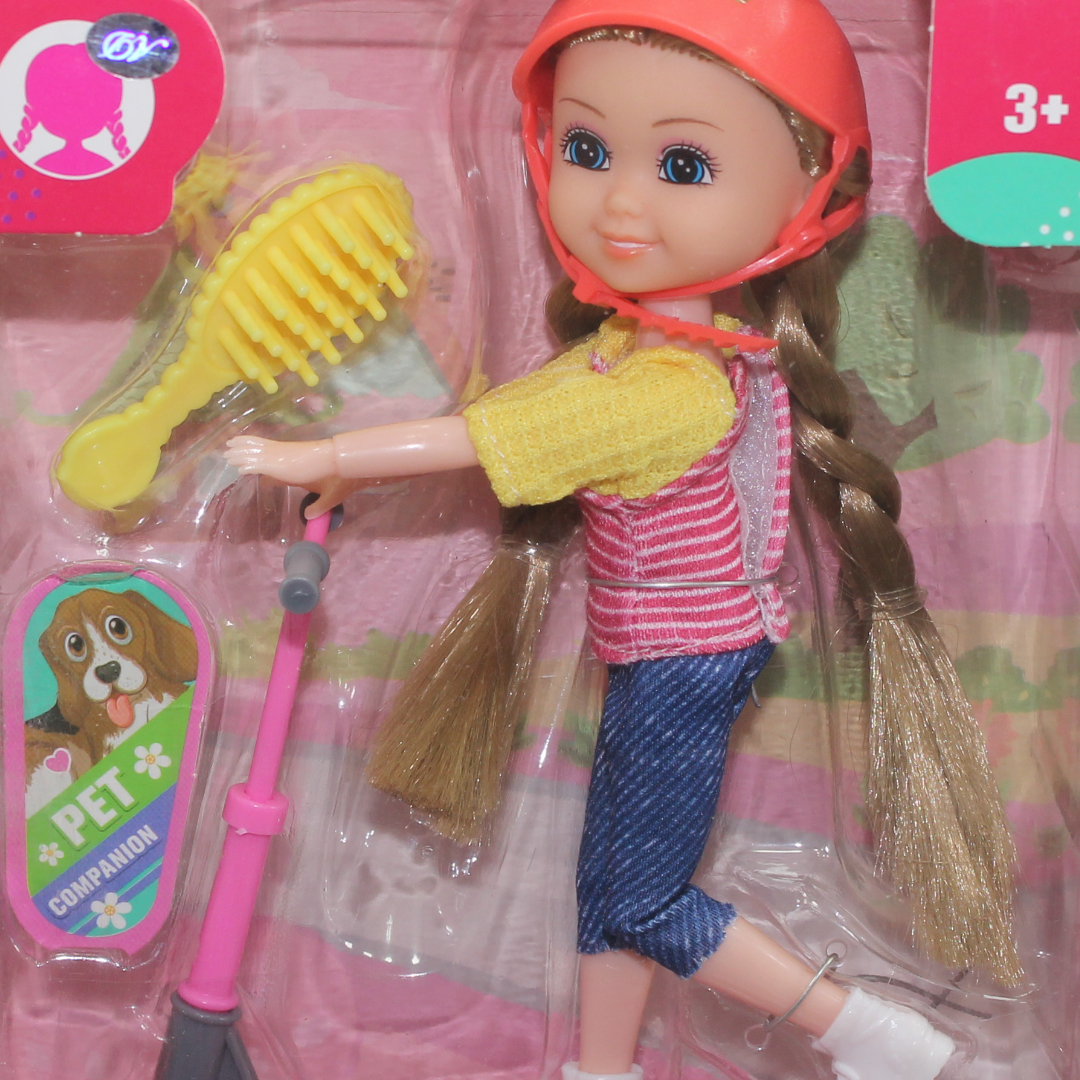 Nini Love Doll Sports Playset Scooter, Helmet, Brush