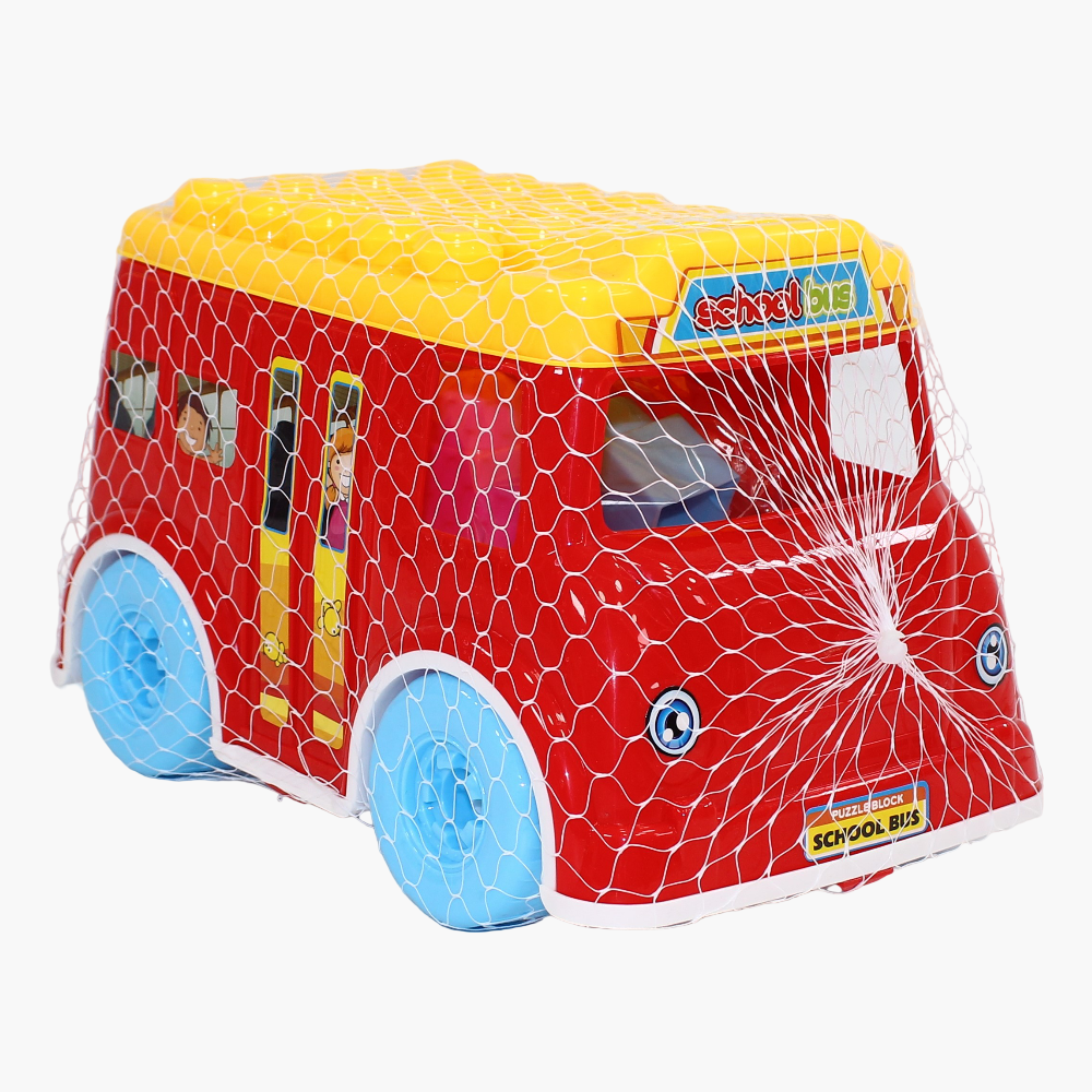 School Bus Blocks Set - Red Buildable Toy for Kids (3+)