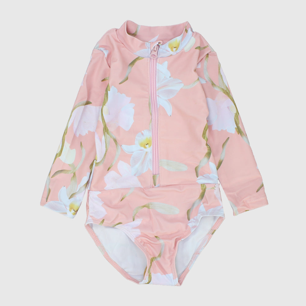 Girls' Long-Sleeved One-Piece Swimsuit