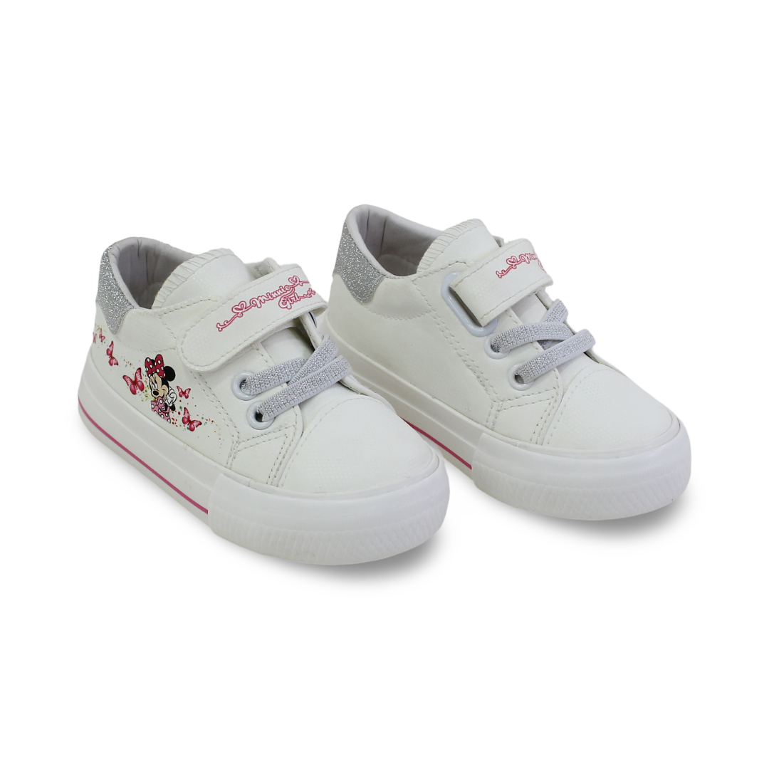 Baby Girls Leather Sneakers – White with Minnie Mouse Print - Clothing - Jespring